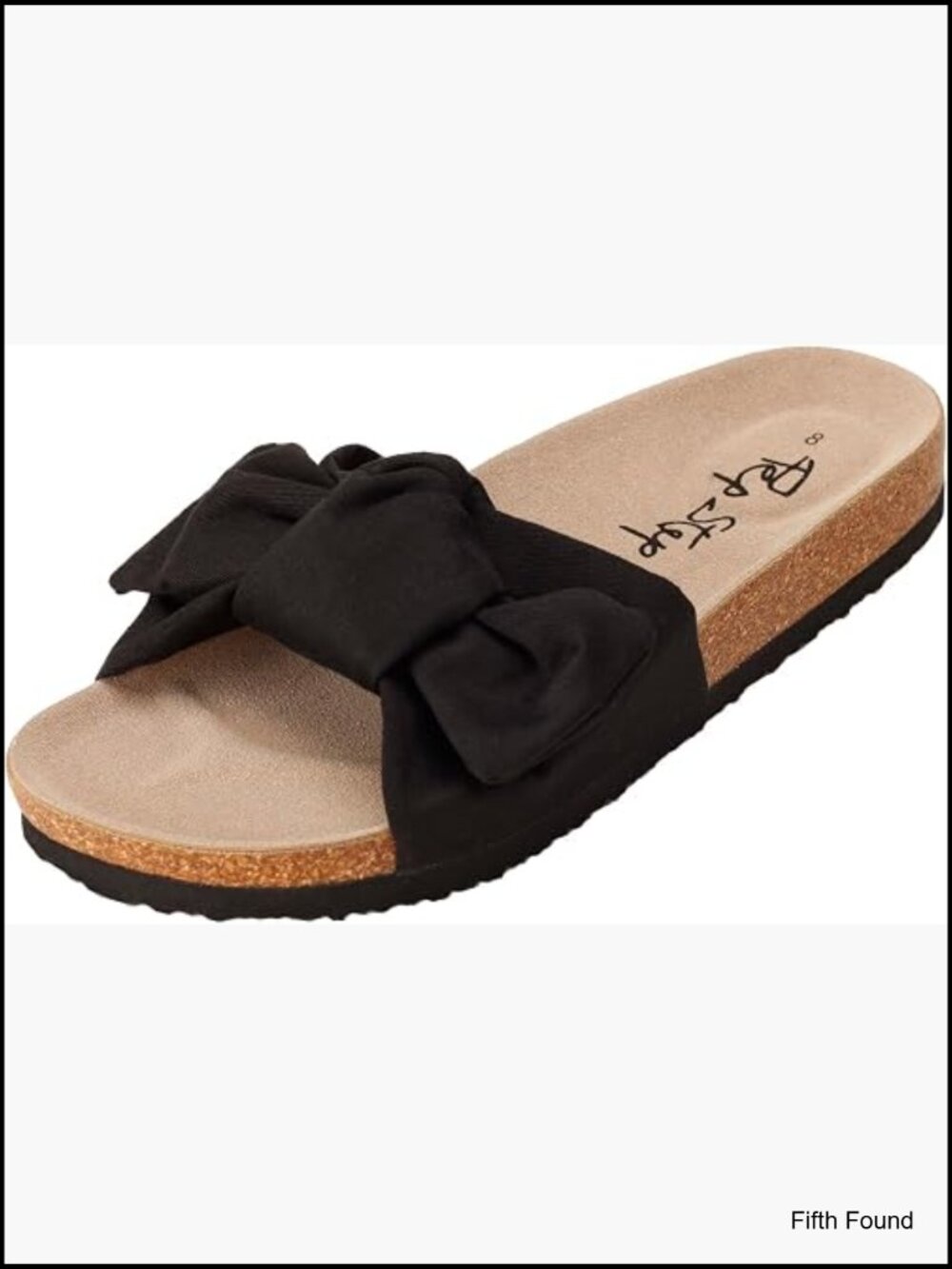 Cork Foot Bed Slide Sandals with Bow Knot Strap Open Toe Slip On